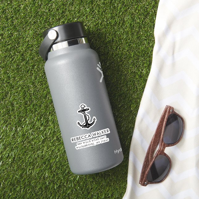 Modern Nautical Boat Anchor Custom Address (HydroFlask Insitu)