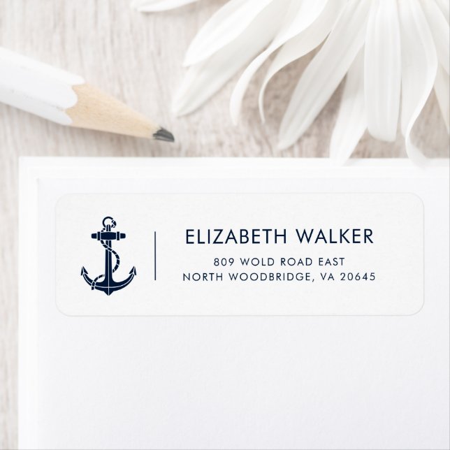 Modern Nautical Boat Anchor Custom Return Address (Insitu)