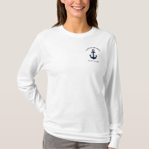 Modern Nautical Boat Name and Captain Text T-Shirt