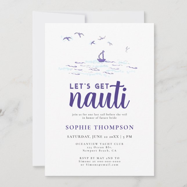 Modern Nautical Boat Stripes Bachelorette Party Invitation (Front)