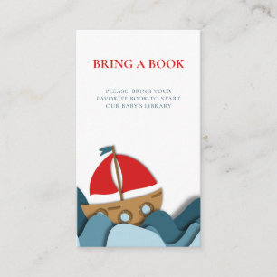 Modern Nautical Bring a Book Baby Shower Enclosure Card