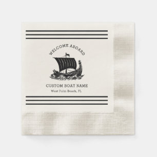 Modern Nautical Custom Boat Name & Ship Logo Napkin