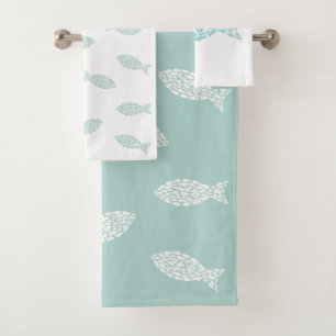 Modern nautical fish pattern bath towel set