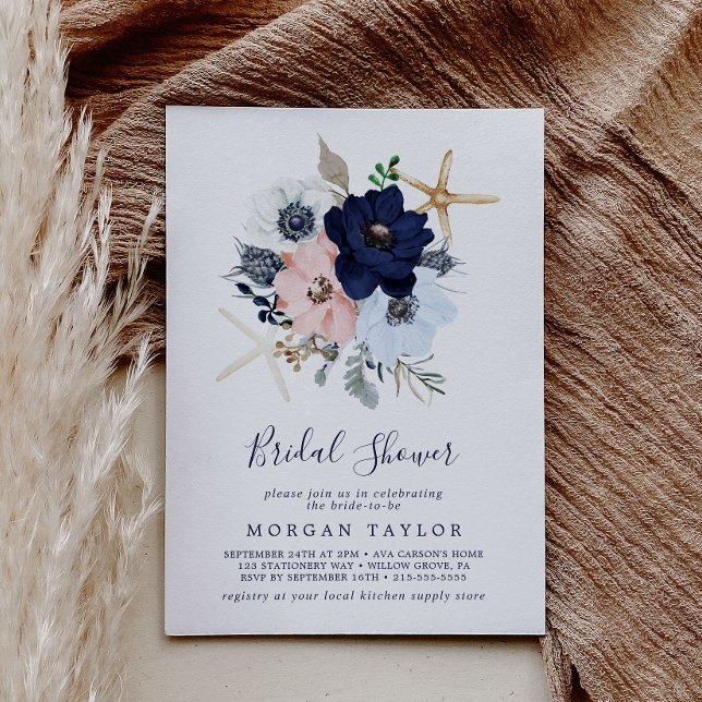 Modern Nautical | Floral Bridal Shower Invitation (Creator Uploaded)
