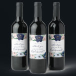 Modern Nautical | Floral Bridesmaid Proposal Wine Label<br><div class="desc">This modern nautical floral bridesmaid proposal wine label is perfect for a cruise or beach wedding. The whimsical design features blush pink and navy blue watercolor flowers with gold starfish accents,  giving it a beachy vibe.</div>