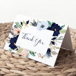 Modern Nautical | Floral Thank You Card<br><div class="desc">This modern nautical floral thank you card is perfect for a cruise or beach wedding. The whimsical design features blush pink and navy blue watercolor flowers with gold starfish accents, giving it a beachy vibe. Personalize the inside of the card with your names, and a thank you message. Alternatively, leave...</div>