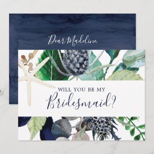 Modern Nautical Greenery Bridesmaid Proposal Card