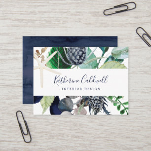 Modern Nautical   Greenery Business Card