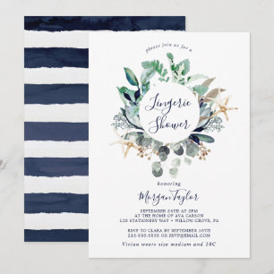 Modern Nautical   Greenery Lingerie Shower Invitation