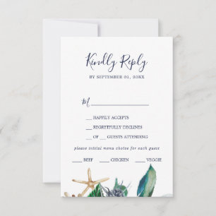 Modern Nautical   Greenery Menu Choice RSVP Card