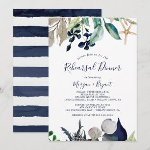 Modern Nautical   Greenery Rehearsal Dinner Invitation