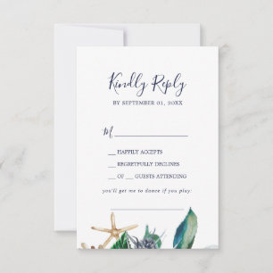 Modern Nautical   Greenery Song Request RSVP Card