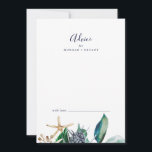 Modern Nautical | Greenery Wedding Advice Card<br><div class="desc">This modern nautical greenery wedding advice card is perfect for a cruise or beach wedding and can be used for any event. The botanical design features beautiful green leaves with navy flower and gold starfish accents, giving it a beachy vibe. These advice cards can be used as a guestbook alternative...</div>