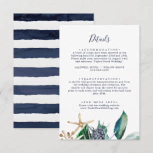 Modern Nautical   Greenery Wedding Details Enclosure Card