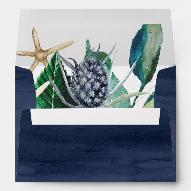 Modern Nautical | Greenery Wedding Invitation Envelope (Back (Bottom))