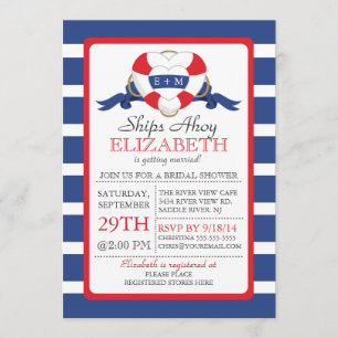 Modern Nautical Heart Buoy Bridal Shower Invitation