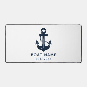 Modern Nautical Navy Blue Anchor Custom Desk Mat