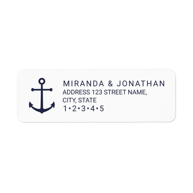 Modern Nautical Navy Blue Anchor Wedding (Front)