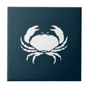 Modern Nautical Navy Blue Crab Kitchen Backsplash Tile