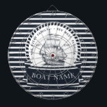 Modern Nautical Navy Blue Personalized Dartboard<br><div class="desc">Modern Nautical Personalized Boat Name design. Matching products can be found in Nautical Boat Modern collection. If you have any questions feel free to contact me.</div>