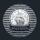 Modern Nautical Navy Blue Personalized Dartboard<br><div class="desc">Modern Nautical Personalized Boat Name design. Matching products can be found in Nautical Boat Modern collection. If you have any questions feel free to contact me.</div>