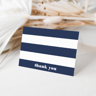 Modern Nautical Navy & White Stripe Thank You