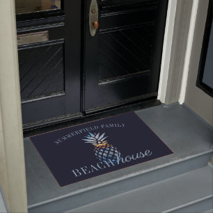 Modern Nautical Personalized Beach House Family Doormat