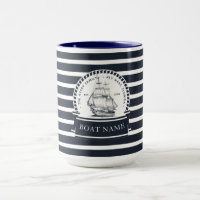 Modern Nautical Personalized Blue Boat