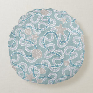 Modern Nautical Round Throw Pillow
