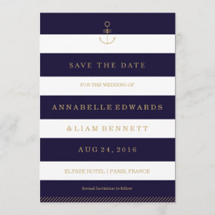 Modern nautical save the date card