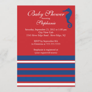 Modern Nautical Seahorse Baby Shower Invitation