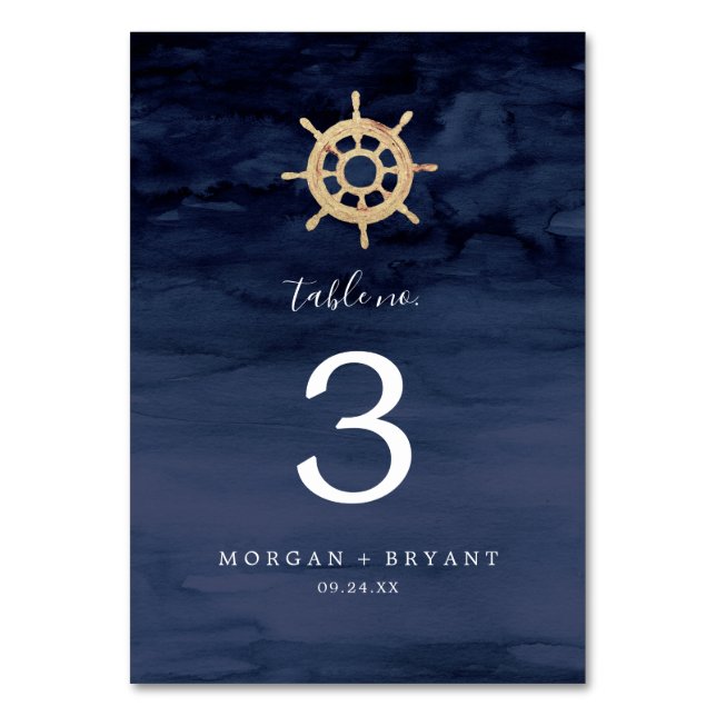Modern Nautical | Ship Helm Table Number (Front)