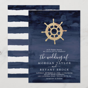Modern Nautical   Ship Helm The Wedding Of Invitation