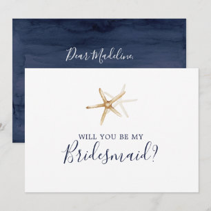 Modern Nautical Starfish Bridesmaid Proposal Card