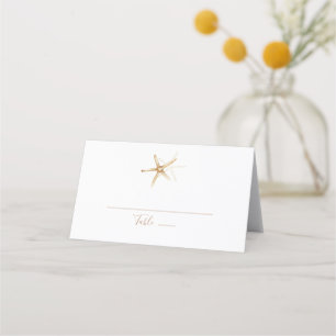 Modern Nautical Starfish Brown Wedding Place Card