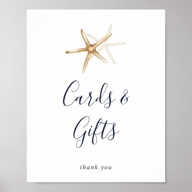 Modern Nautical | Starfish Cards and Gifts Sign (Front)