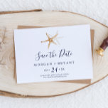 Modern Nautical | Starfish Horizontal Save The Date<br><div class="desc">This modern nautical starfish horizontal save the date card is perfect for a cruise or beach wedding. The simple design features gold starfish.</div>