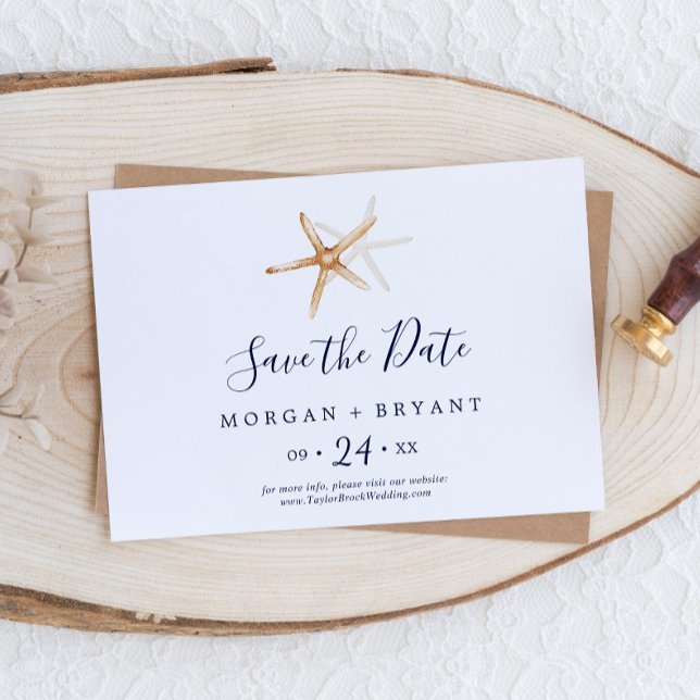 Modern Nautical | Starfish Horizontal Save The Date (Creator Uploaded)
