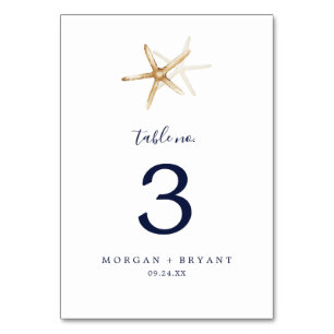 Modern Nautical   Starfish Table Number