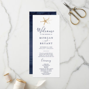 Modern Nautical   Starfish Wedding Program