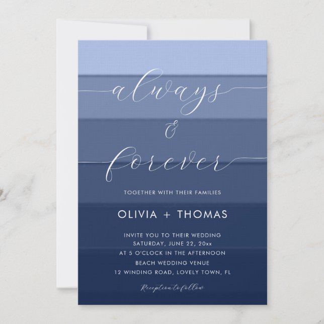 Modern Nautical Stripes Always Forever Wedding Invitation (Front)