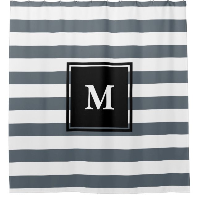 Modern Nautical Thick White & Grey Stripes (Front)