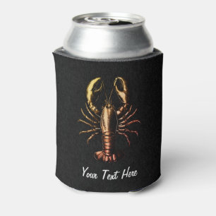 Modern Nautical vintage Lobster Personalized Can Cooler