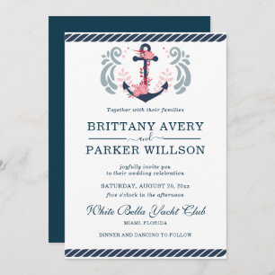 Modern Nautical Wedding Anchor Invitation