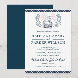 Modern Nautical Wedding Boat Invitation
