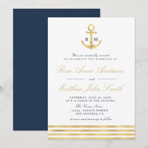 modern nautical wedding invitation