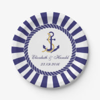 Modern Nautical Wedding Navy Blue White Stripes