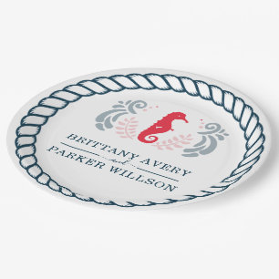 Modern Nautical Wedding Personalized Paper Plate