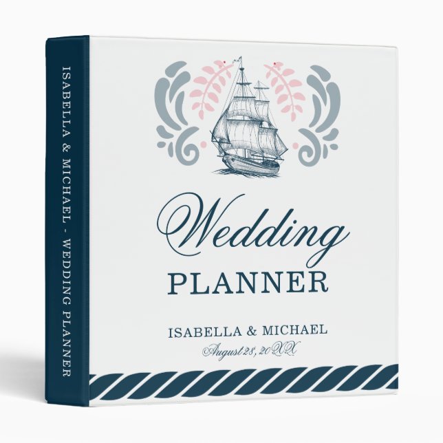 Modern Nautical Wedding Planner Binder (Front/Spine)