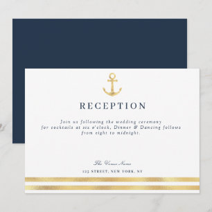 modern nautical wedding reception card